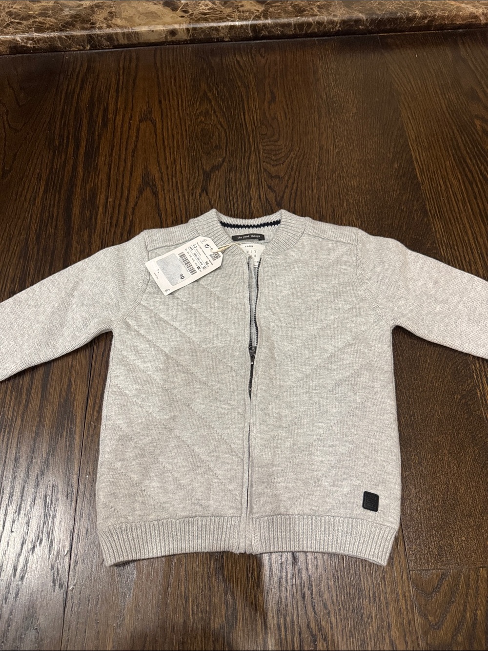Zara Grey Kids Zip-Up knit Jacket
